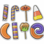 set van Halloween snoep en lekkernijen | Halloween Sticker (Voorkant)