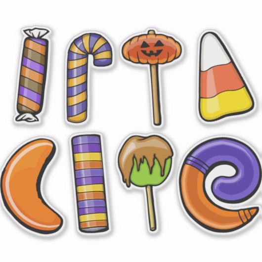 set van Halloween snoep en lekkernijen | Halloween Sticker (Voorkant)
