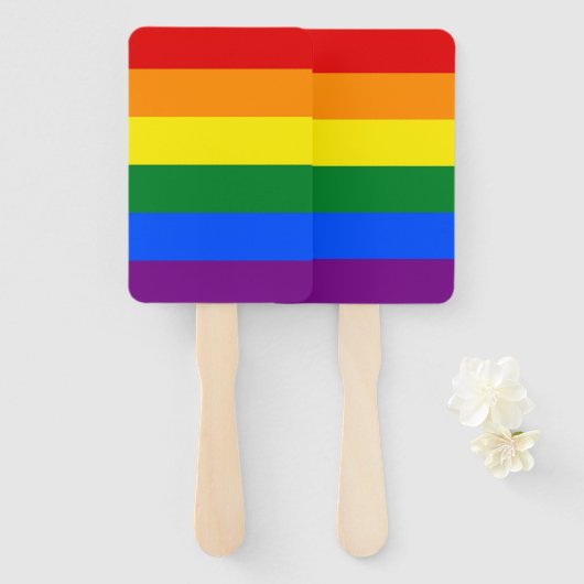 Set van hand fan met Pride vlag van LGBT Handwaaier (Voorkant en achterkant)