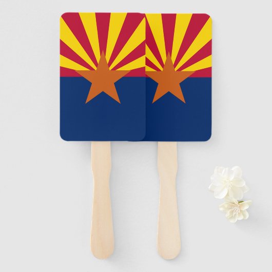 Set van hand fan met vlag van Arizona, USA Handwaaier (Voorkant en achterkant)