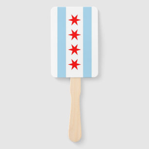 Set van hand fan met vlag van Chicago City, Vereni Handwaaier