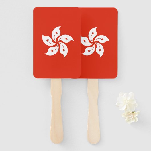 Set van hand fan met vlag van Hong Kong Handwaaier (Voorkant en achterkant)