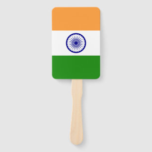 Set van hand fan met vlag van India Handwaaier