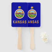 Set van hand fan met vlag van Kansas State, USA Handwaaier (Voorkant en achterkant)