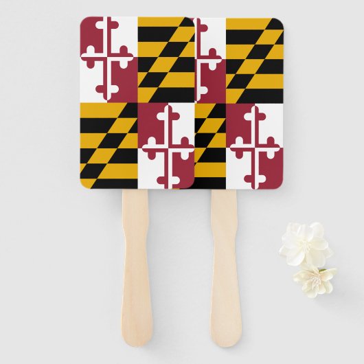 Set van hand fan met vlag van Maryland State, USA Handwaaier (Voorkant en achterkant)