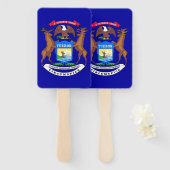 Set van hand fan met vlag van Michigan, USA Handwaaier (Voorkant en achterkant)