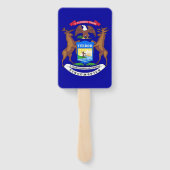 Set van hand fan met vlag van Michigan, USA Handwaaier (Achterkant)