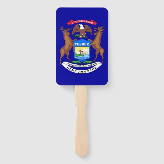 Set van hand fan met vlag van Michigan, USA Handwaaier (Achterkant)