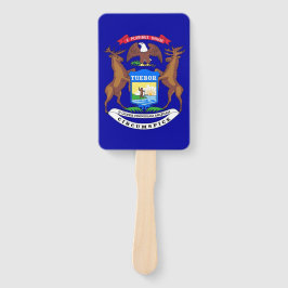 Set van hand fan met vlag van Michigan, USA Handwaaier