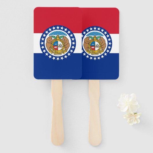 Set van hand fan met vlag van Missouri, USA Handwaaier (Voorkant en achterkant)