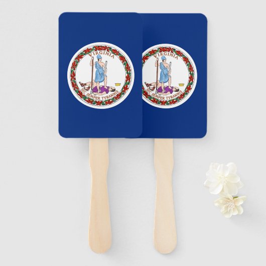 Set van hand fan met vlag van Virginia, USA Handwaaier (Voorkant en achterkant)