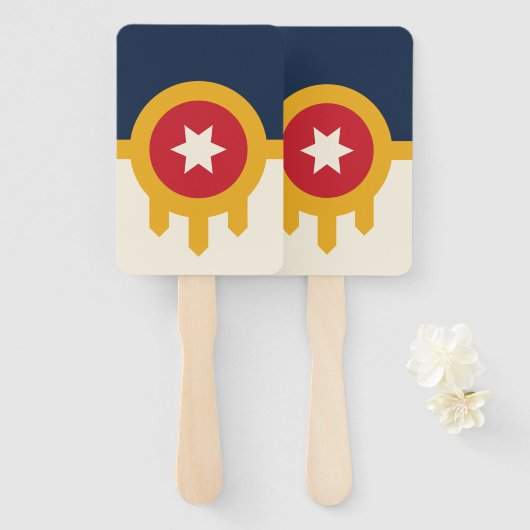 Set van hand fans met vlag van Tulsa, Oklahoma Handwaaier (Voorkant en achterkant)