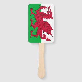 Set van hand ventilator met vlag van Wales, UK Handwaaier