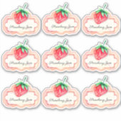 Set van handgeschilderde Strawberry Jam Label (Voorkant)