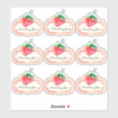 Set van handgeschilderde Strawberry Jam Label (Vel)