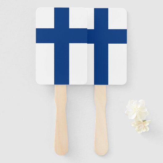 Set van handventilator met vlag van Finland Handwaaier (Voorkant en achterkant)