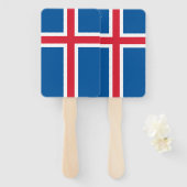 Set van handventilator met vlag van IJsland Handwaaier (Voorkant en achterkant)
