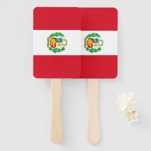 Set van handventilator met vlag van Peru Handwaaier (Voorkant en achterkant)