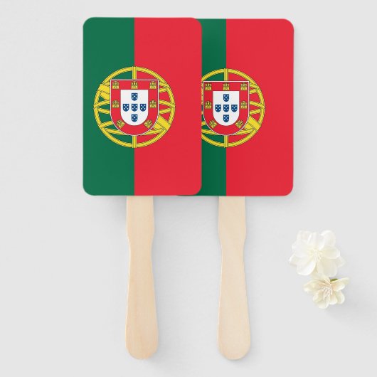 Set van handventilator met vlag van Portugal Handwaaier (Voorkant en achterkant)