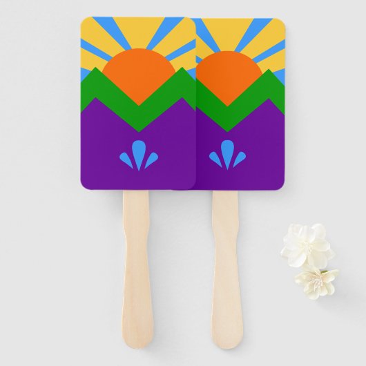 Set van handventilatoren met vlag van Manitou Spri Handwaaier (Voorkant en achterkant)