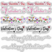 Set van Happy Valentines Day Script Vinyl Sticker (Voorkant)