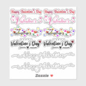 Set van Happy Valentines Day Script Vinyl Sticker (Vel)
