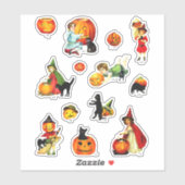  Set van Heksenkat Pumkin Halloween Sticker (Vel)