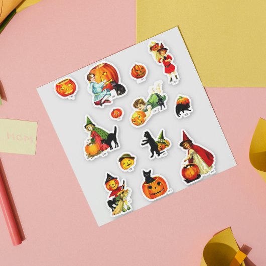  Set van Heksenkat Pumkin Halloween Sticker