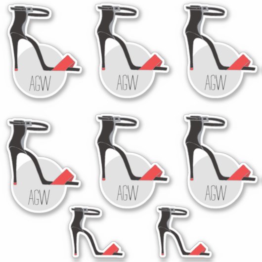 Set van hoge hak schoenen, monogram gepersonalisee sticker (Voorkant)