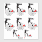 Set van hoge hak schoenen, monogram gepersonalisee sticker (Vel)