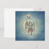 Set van kaarten Schattige engel en uil op maan Notitiekaartje (Voorkant / Achterkant)