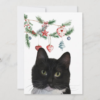 Set van kerstkaarten 5x7 Tuxedo Kat Notitiekaartje