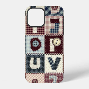 Set van letters van het alfabet in patchworkstijl. iPhone 12 hoesje