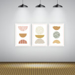 Set van minimalistische geometrische kunst posters<br><div class="desc">Hedendaagse design posters met primitieve vormelementen. Modern,  eigentijds,  creatief,  trendy abstracte vectorillustratie</div>