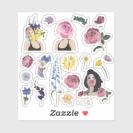 Set van Mooie stickers met voorjaarsbloemen boeket