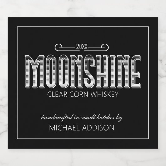 Set van moonshine met Etiket op voedsel en dranken (Enkel label)