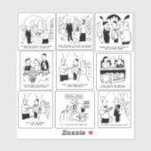 Set van negen grappige huwelijksstrips sticker (Vel)