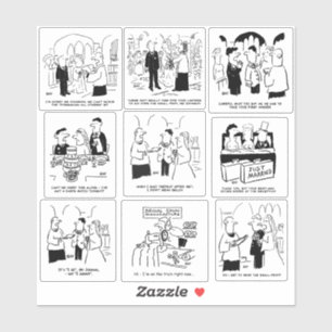 Set van negen grappige huwelijksstrips sticker