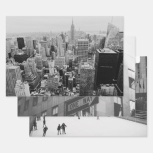 Set van New York City Zwart-wit foto's Inpakpapier Vel