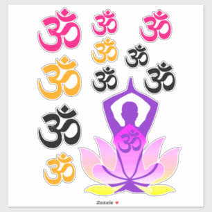 Set van OM Namaste Spirituele Lotus Bloem Yoga Pos Sticker