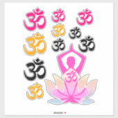 Set van OM Namaste Spirituele Lotus Bloem Yoga Pos Sticker (Vel)