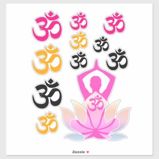 Set van OM Namaste Spirituele Lotus Bloem Yoga Pos Sticker (Vel)
