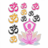 Set van OM Namaste Spirituele Lotus Bloem Yoga Pos Sticker (Voorkant)