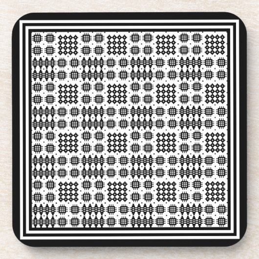 Set van Onderzetters Zwart Wit Welsh Tapestry Patt (Voorkant)
