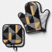 Set van ovenwant en geometrische handschoen (Voorkant / Achterkant)