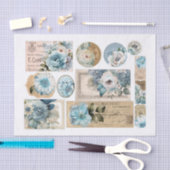 Set van prachtige blauwe bloemen Ephemera Tissuepapier (Craft)