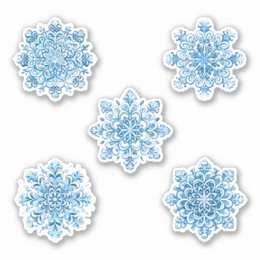 Set van prachtige sneeuwvlokken sticker (Voorkant)