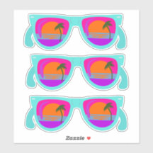 Set van Retro Neon Eighties Sunset Zonnebril