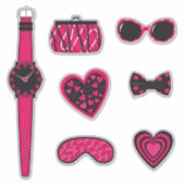Set van roze en zwarte artikelen sticker (Voorkant)