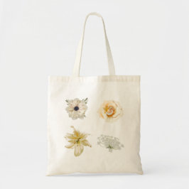 Set van rozen, anemoon en tuinbloemen. tote bag